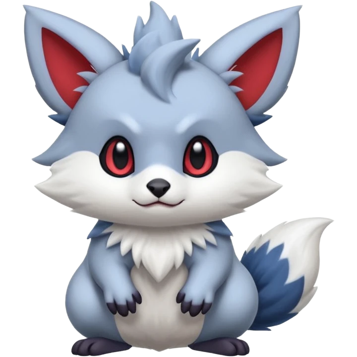 Cute furry flurry fuzzy Absol-Zorua-Furret-Zangoose-Chinchilla-fusion-animal-Fakémon-hybrid-creature  emoji