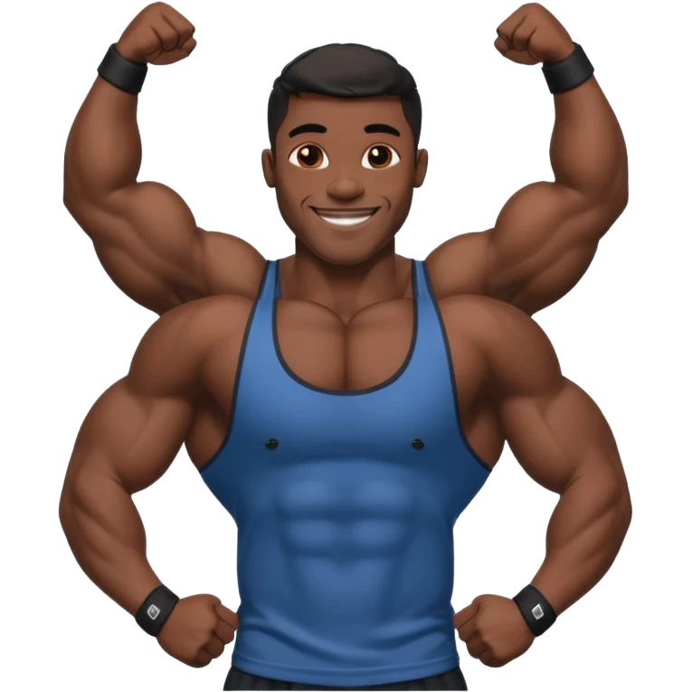 Jock man smiling very big biceps black emoji