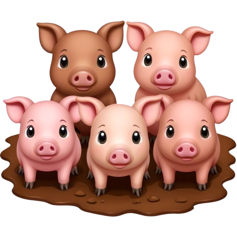 3 pigs in mud and 1 really skinny  emoji