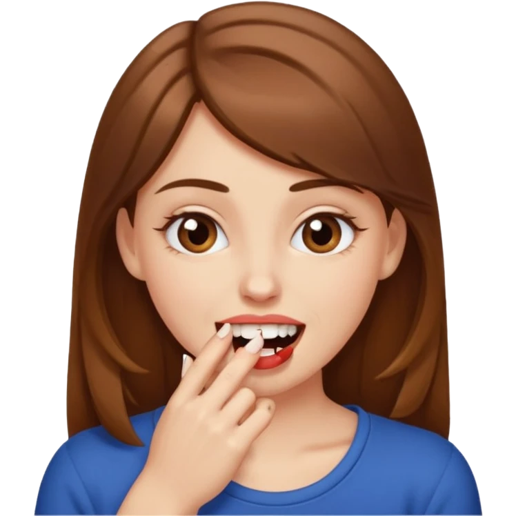 Une fille brune et blanche qui se mord l'ongle avec ses dents comme si elle draguait qqn emoji