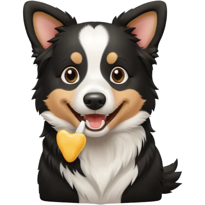 border collie holding a tooth emoji