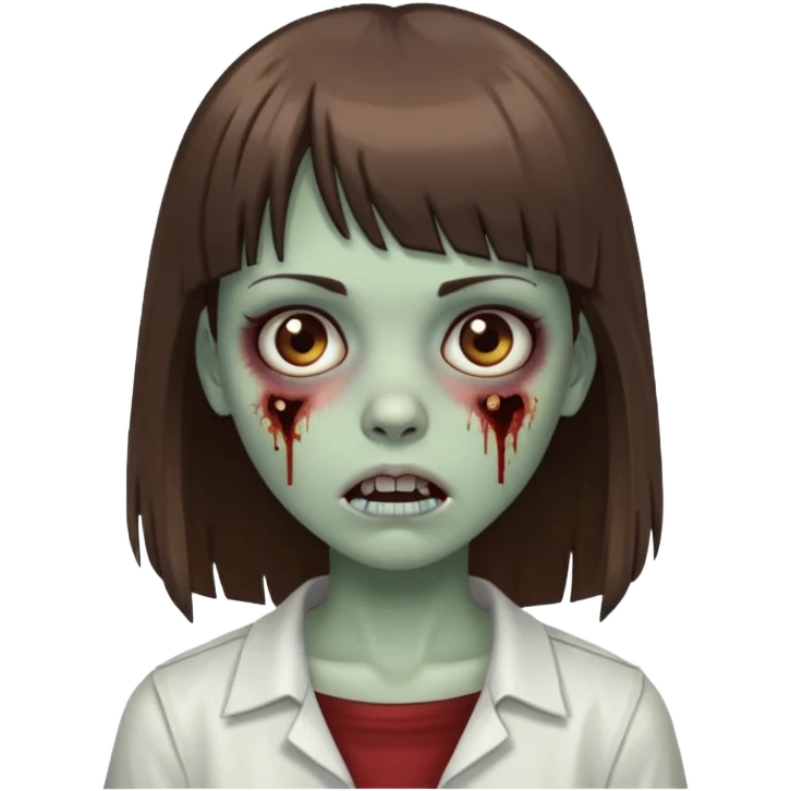 a zombie girl with bangs and straight brown hair  emoji