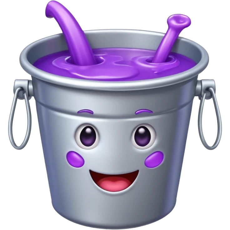 cartoon silver bucket with purple goo emoji