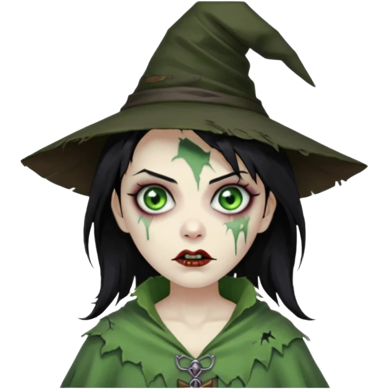 black hair zombie witch emoji