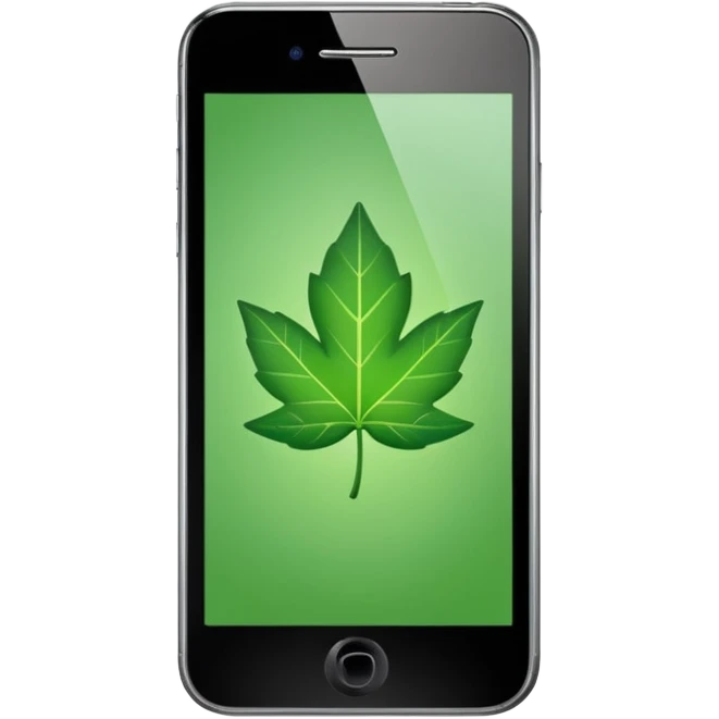 smartphone with a leaf symbol on the screen emoji