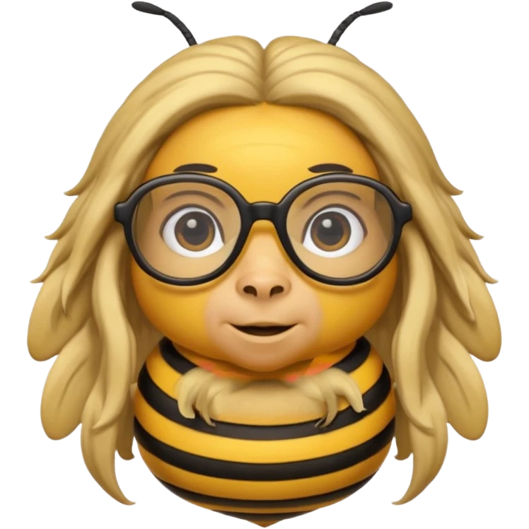 long hair bee with glasses emoji