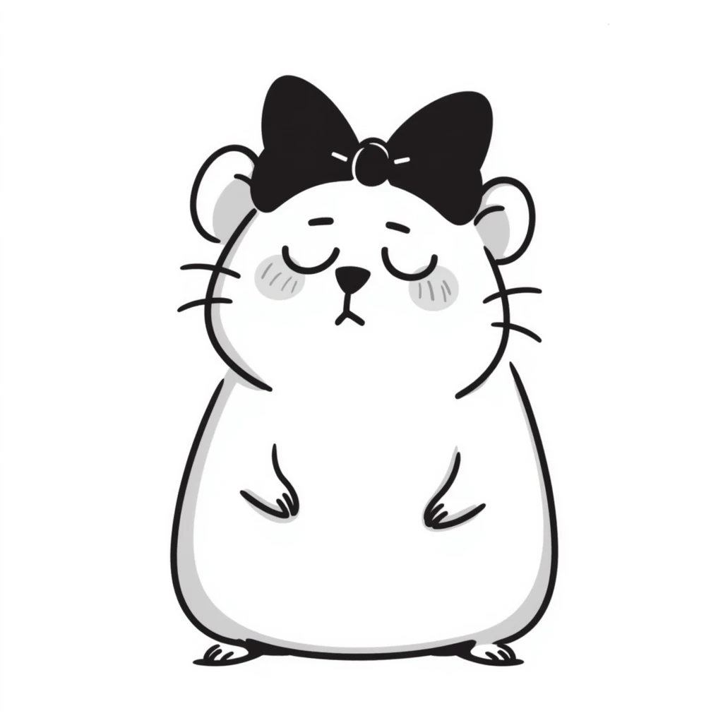 sad hamster with a bow emoji