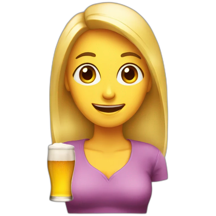 Woman, beer, cringe emoji