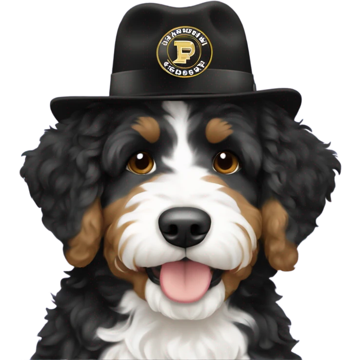 Bernedoodle with purdue hat emoji