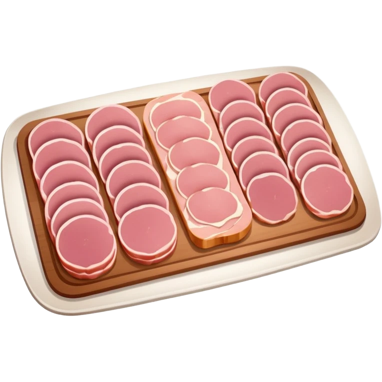 cold cuts (ham & mortadela on a rectangular pot platter) emoji
