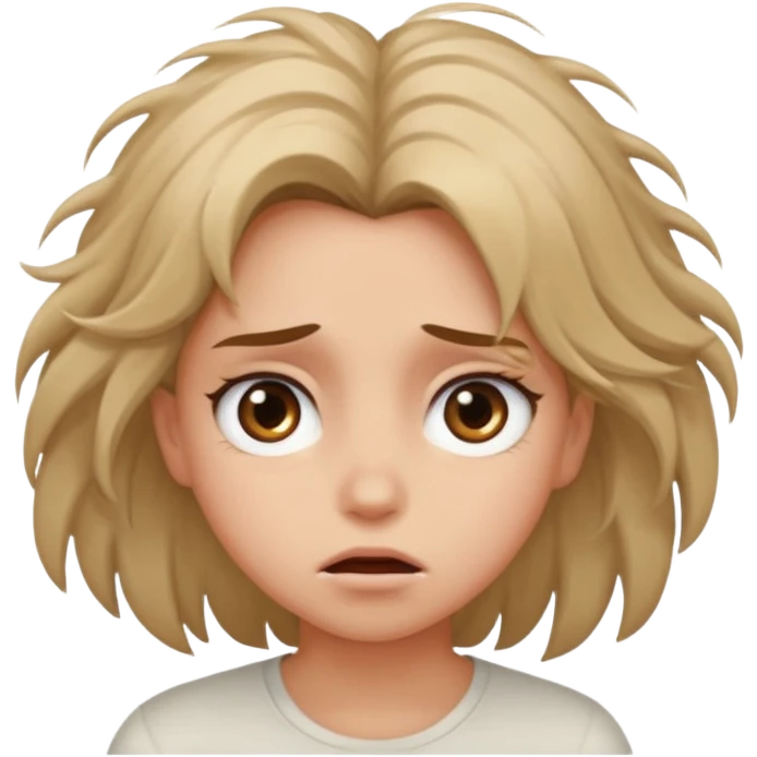 Une fille dépitée, les yeux révulsés, les cheveux en pagaille. emoji