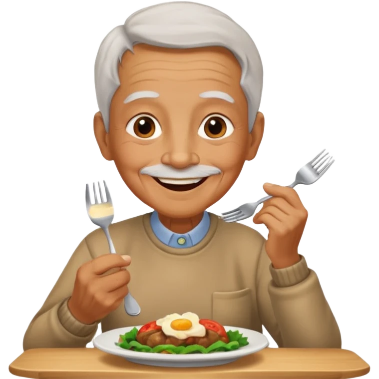 elderly person having dinner emoji