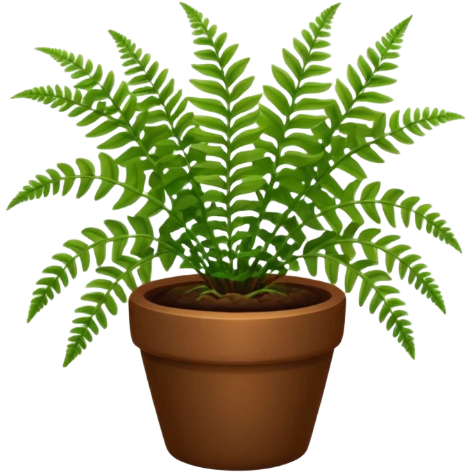 Fern + brown pot, Window Plant. emoji