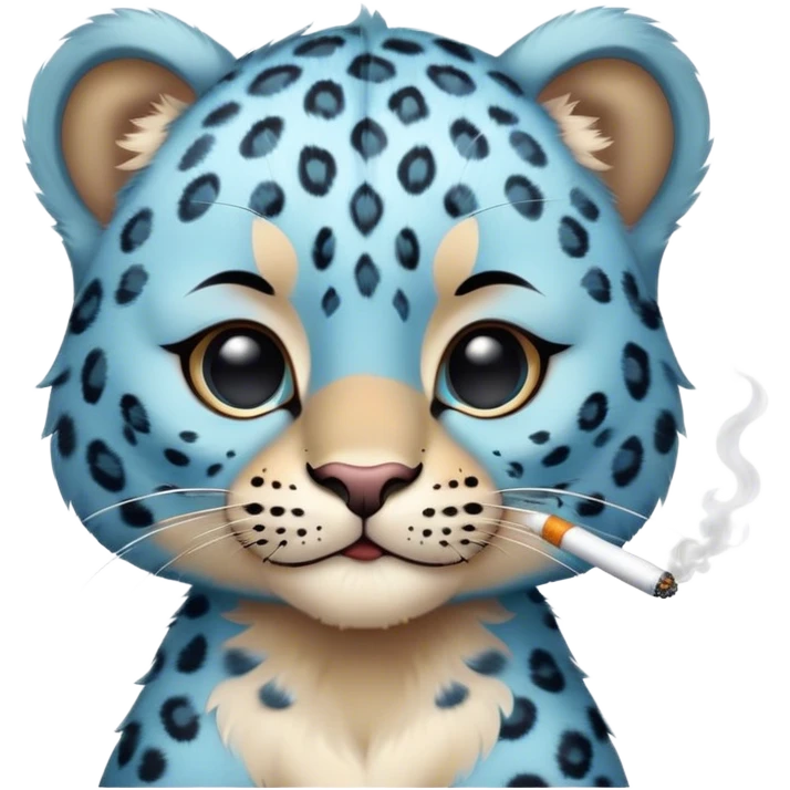 The baby blue leopard is smoking emoji