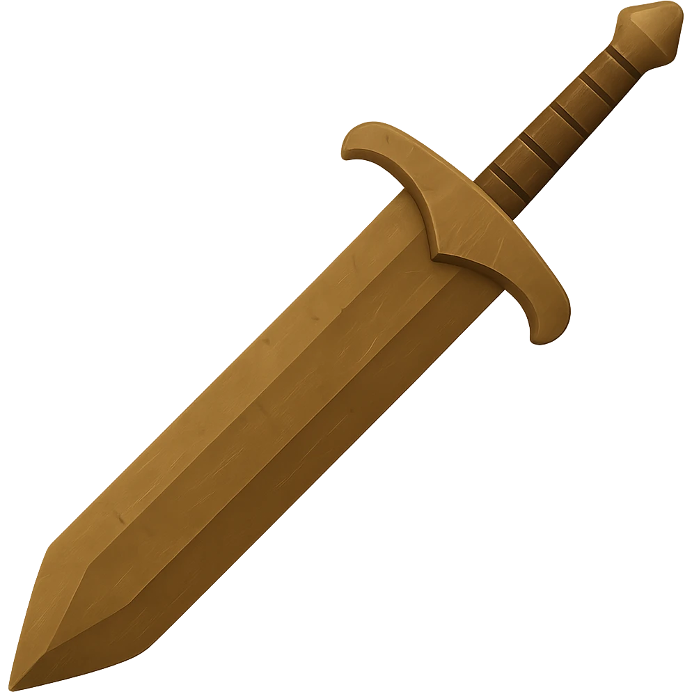Make the greatsword's bronze color match the 2h sword more closely, adding more visible wear and scratches. Remove any gems. The style should resemble emoji style with a transparent background. emoji