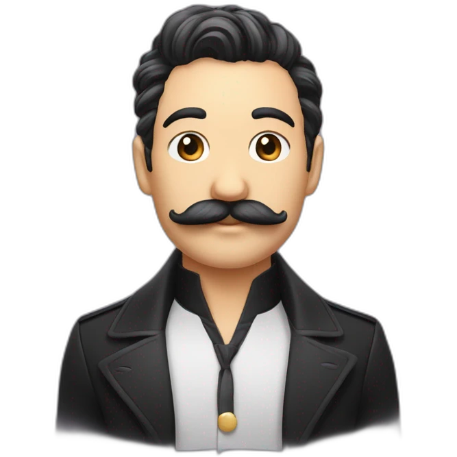 petite moustache cheveux noir plaquer d'un côté peau blanc emoji