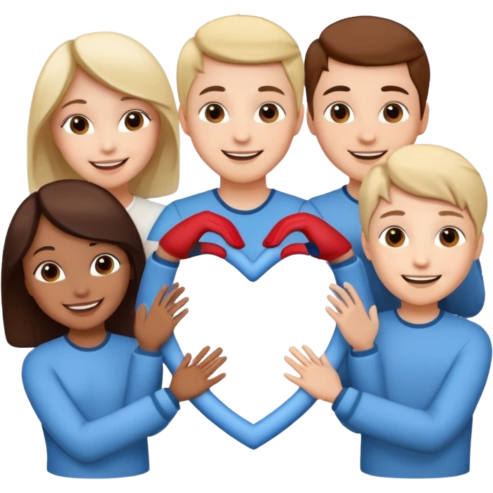 Создай очень счатливых учиников показывающих сердечко emoji