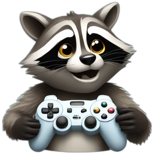 Racoon playing video games emoji