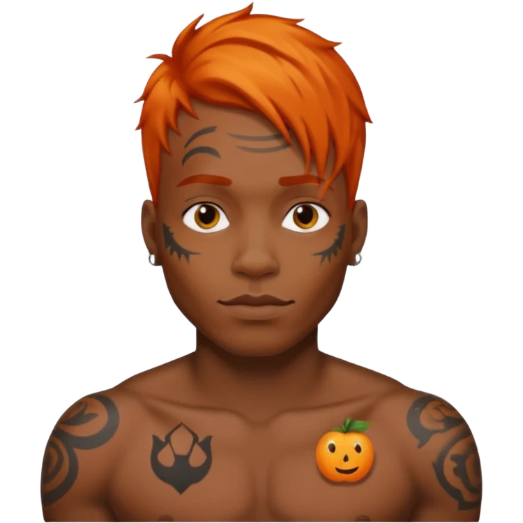 Tattooed black man with orange hair emoji