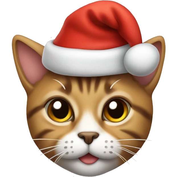 A cat wearing a Christmas hat emoji