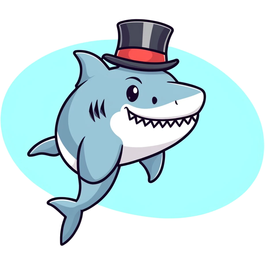 Shark with a top hat emoji