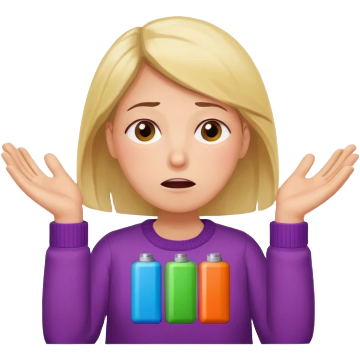 A kindergardenteacher with an empty battery icon above their head an exhausted and stressed face emoji