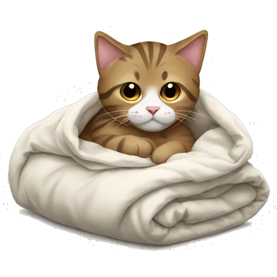 A cat wrapped in a duvet emoji