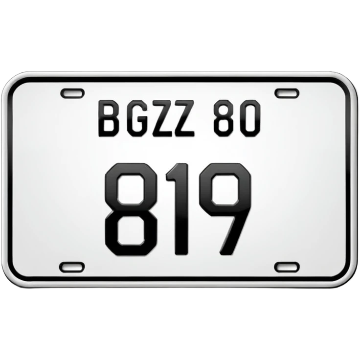 Make a car number plate say BGZ9007 emoji