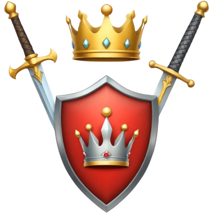 Powerful emoji with only sword, shield and crown emoji