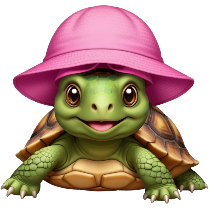 Tortoise wearing pink sun hat  emoji