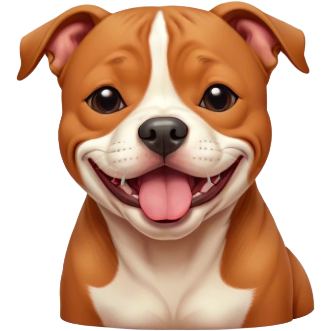 Cinematic Cute Yawning Red/Fawn Staffordshire Bull Terrier Portrait Emoji, Head tilted slightly with a dramatic, wide-open yawn, showcasing a smooth red/fawn Fur with crisp white accents, floppy ears slightly drooping, round dark eyes barely open in drowsy contentment, Simplified yet irresistibly adorable features, highly detailed, glowing with a soft, cozy glow, high shine, relaxed yet expressive, stylized with a touch of whimsy, bright and endearing, soft glowing outline, capturing the essence of a sleepy yet affectionate guardian, so drowsy it feels like it could stretch right out of the screen and curl up for a nap! emoji