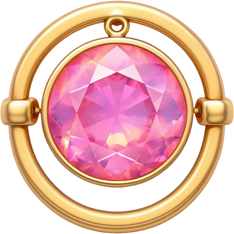 change the silver setting and jump ring to gold, keep the round cut pink fire opal and Y2K style, extreme close-up, emoji style emoji