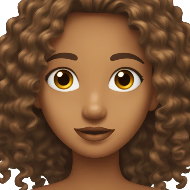 Pelo rizado color canela ojos marrones  emoji