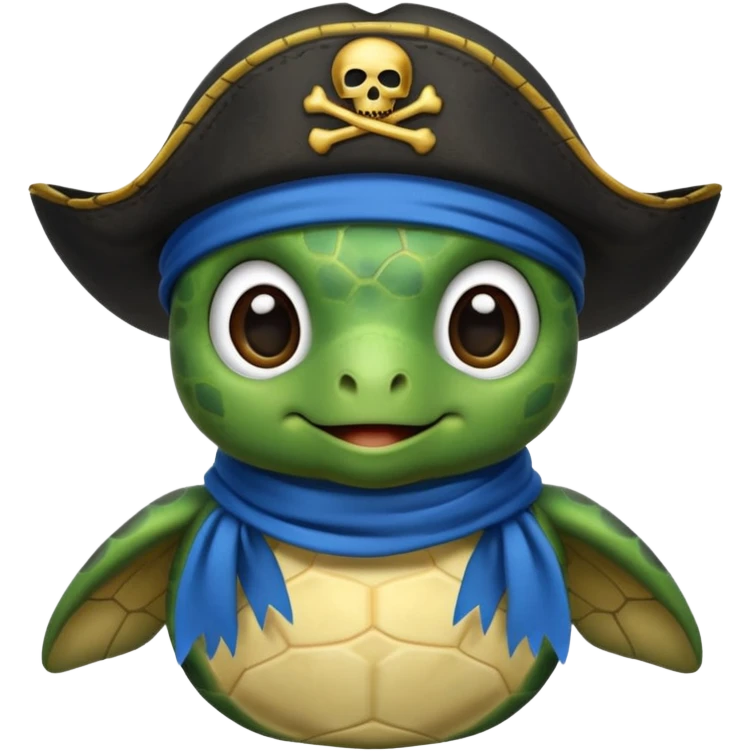 cute sea turtle wearing a blue pirate scarf emoji