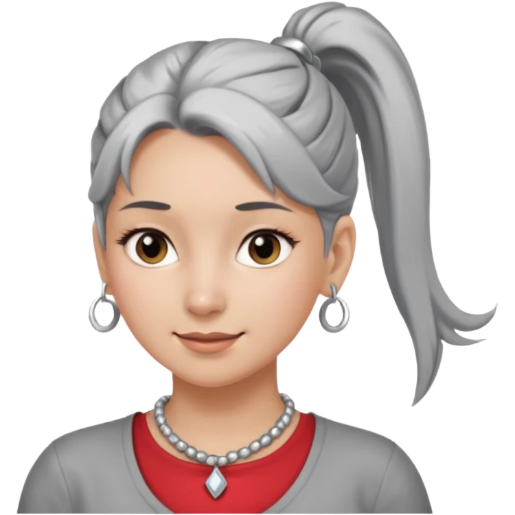 Female with Silver Necklace, grey skin,ponytail hair, different expressions. emoji