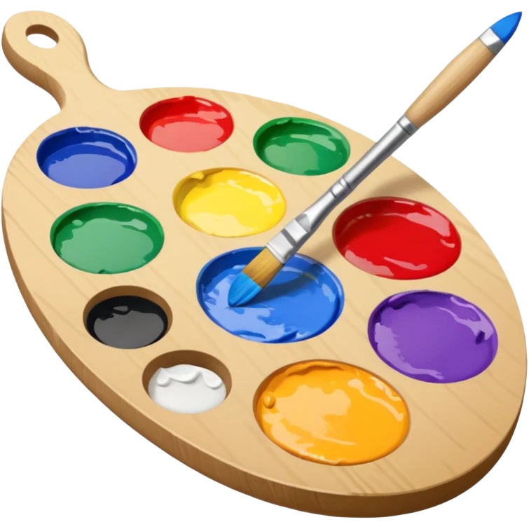 artist palette with colorful paints and a brush emoji