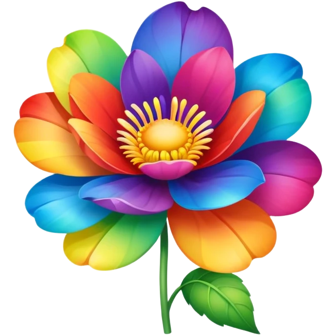 Flower with rainbow petals with gyatt emoji