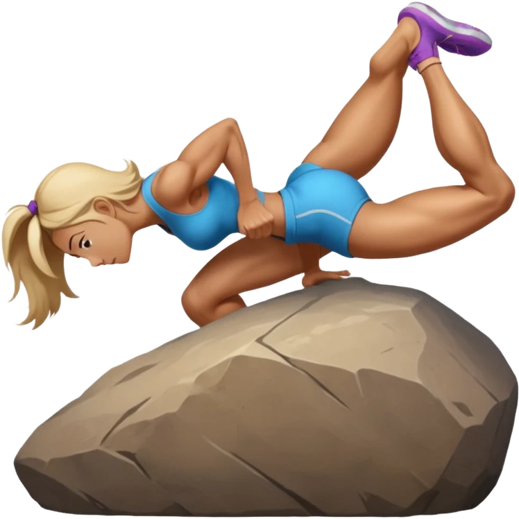I need a woman bending forward with her hands on a bolder pushing it up hill emoji
