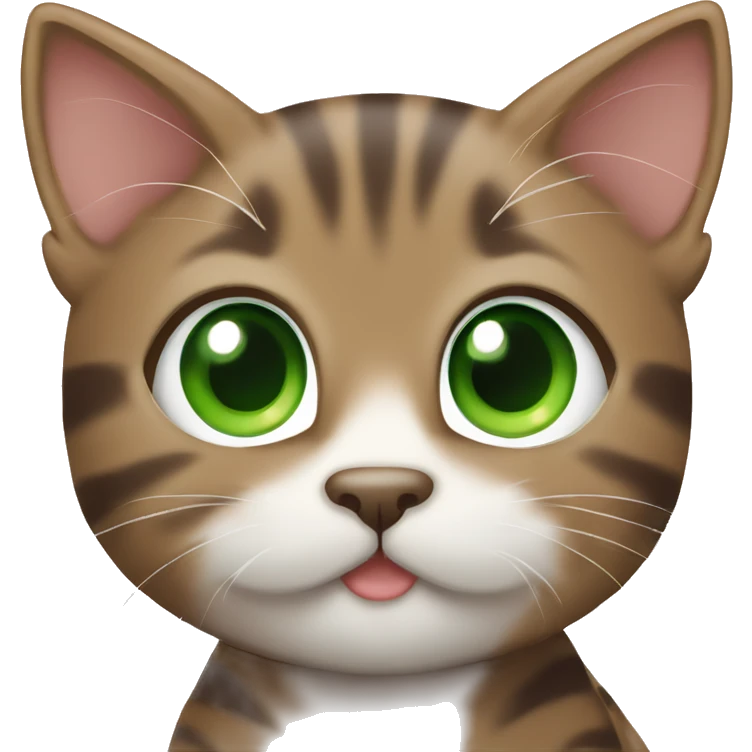 kawaii brown tabby kitten with green eyes emoji
