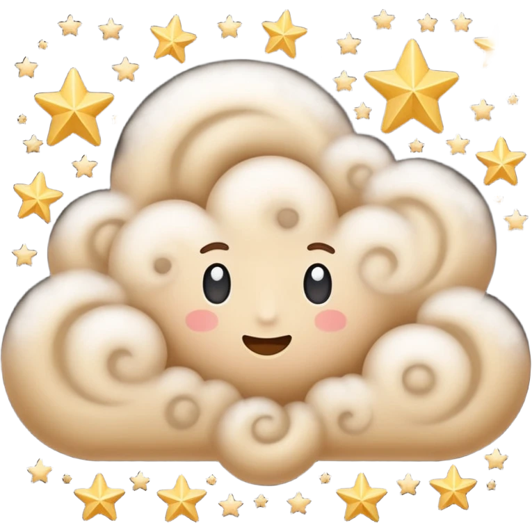 A cloud of dust with various swirls and stars emerging from it. emoji