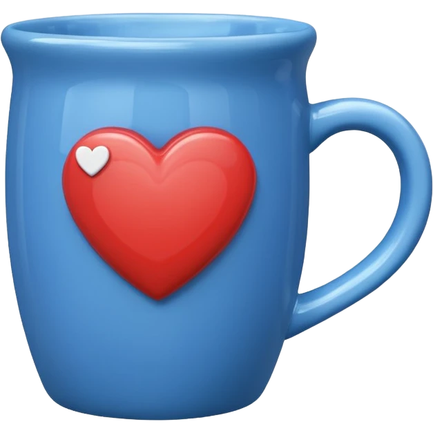 blue mug with a heart emoji