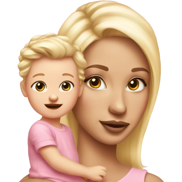 blonde woman. and baby girl. light pink realisitc emoji