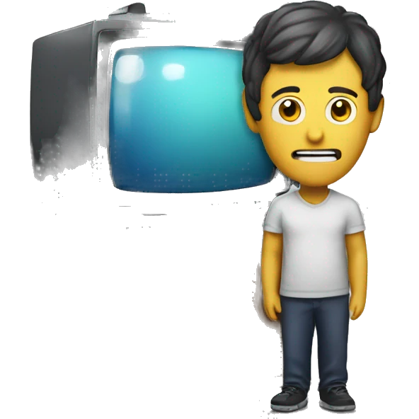 man with tv head, the tv saying UWU emoji
