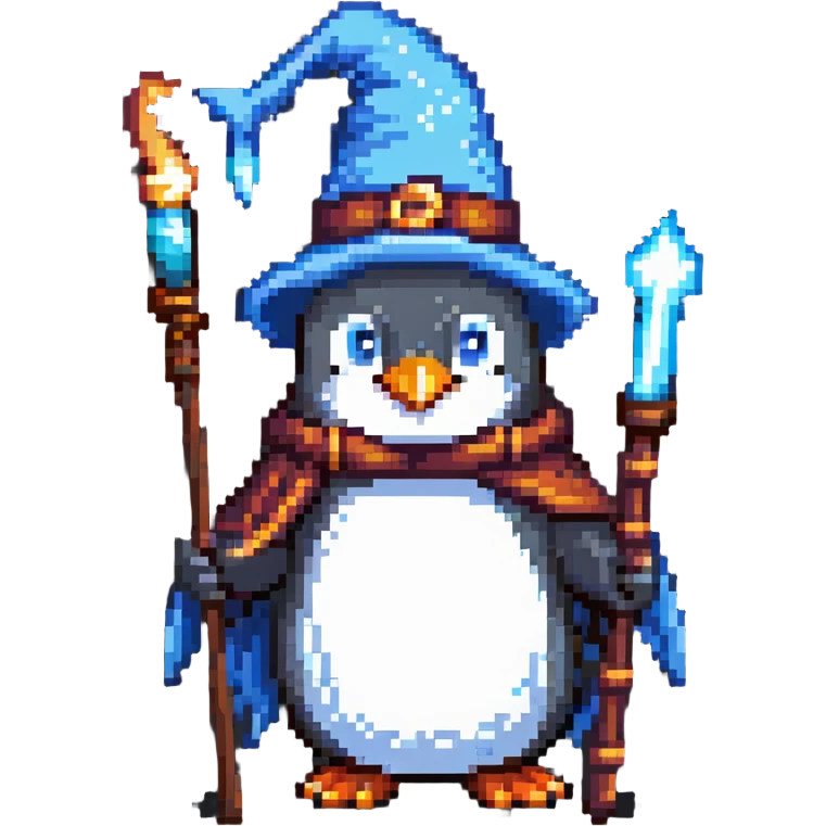 penguin wizard with magic staff emoji