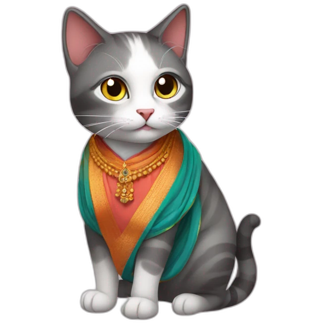 Cat wearing saree emoji