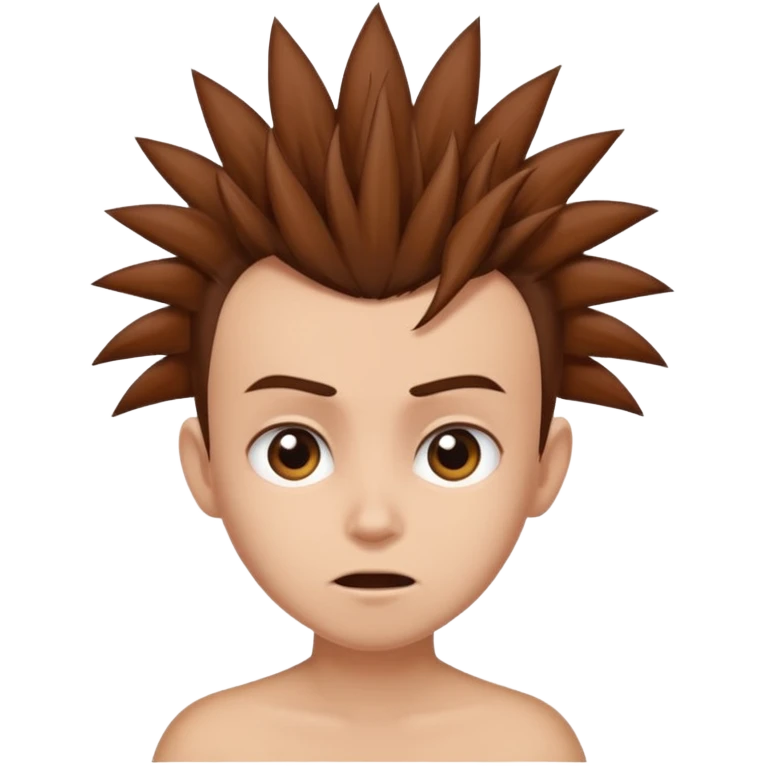 Haz un personaje que tenga cabello marrón con un corte mohicano y que tenga diferentes expresiones  emoji