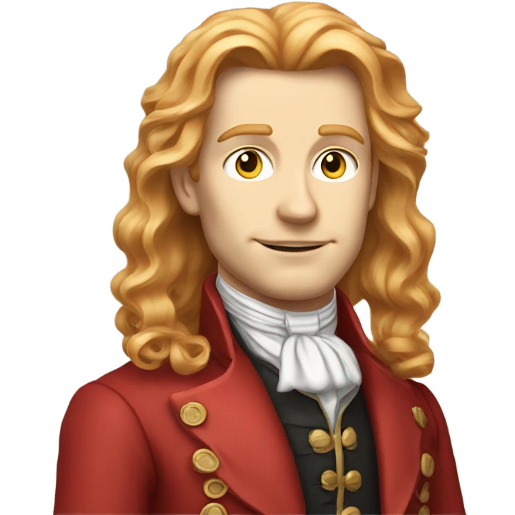 Male with Long strawberry blonde hair, wearing a red rebel suit from the 1800’s, pale skin emoji