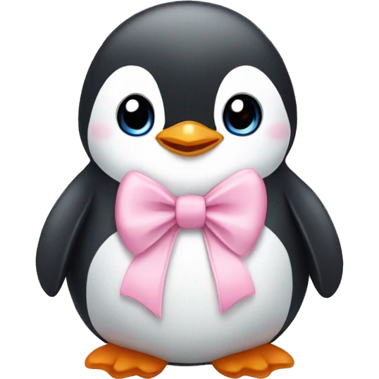 baby Penguin wearing baby pink bow emoji