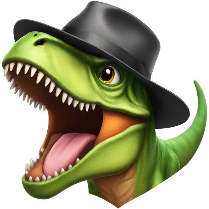 T-Rex with hat  emoji