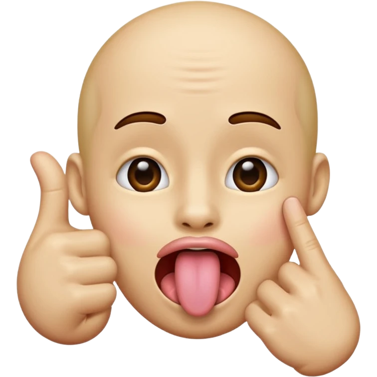 a face like this 😌 with a tounge sticking out and the finger and thumb hand next to it  emoji